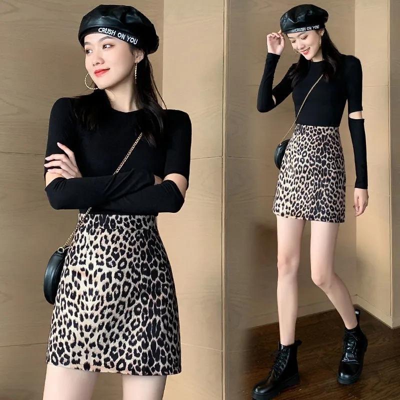 Woman Skirts Female Large Size A-line Skirt Summer High Waist Leopard Print Skirts Streetwear Mini Skirt Hip Skirt