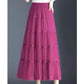 Three-layer Large Swing Mesh Skirt Women's Spring and Summer A-line Pleated Cake Skirt Lace Edge Drape Long Skirt Solid Color Gauze Skirt