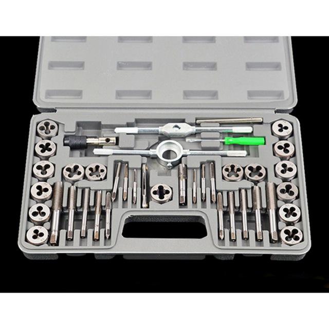 40pcs Tap Die Set Hand Thread Plug Taps Handle Metric Tap Dies Holder Set Threading Tool