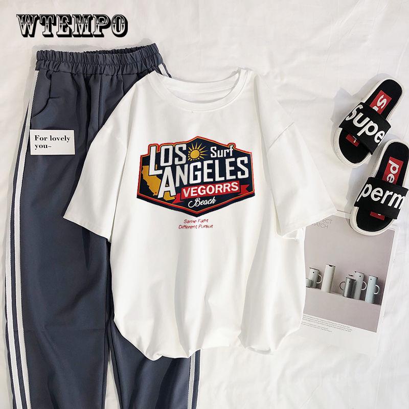 WTEMPO Printing Female T-shirt Round Collar Half Sleeve Loose Casual  Fashion  Summer Women Top