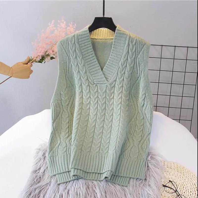 Sweater Vest Women Knit Pullover Spring and Autumn Loose Korean Version of The New Wild Lazy Style Sleeveless Student Outer Wear Vest