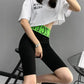 Summer Ice Silk High-waisted Elastic Abdominal Leggings Women's Thin Outerwear Safety Sports Five-point Shorts Cycling Pants