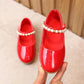 Girl's Soft Soled beads Decoration Breathable Single Shoes Girls' Non Slip Solid Color Princess Shoes