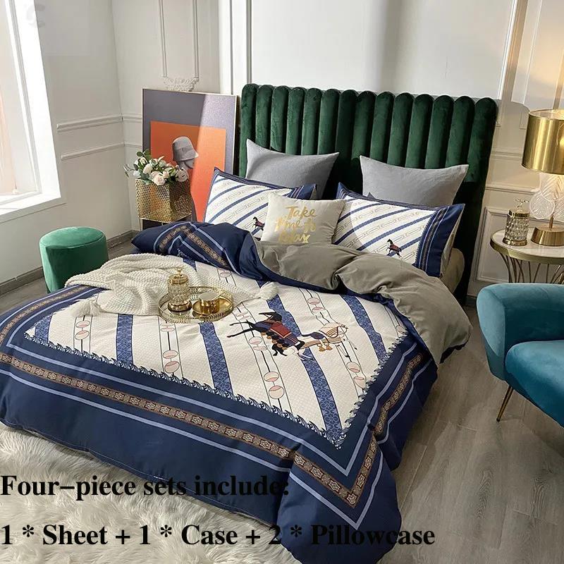 Thickened Grinding Long Velvet Wool Twill Four-piece Printing Palace Wind Cotton Is Sleeled Bed Single Tribute Cotton Home Bed Set 1.8 M 2 Meter Bed