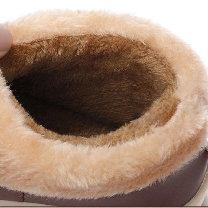 Winter Cotton Slippers Women's Warm Waterproof Men's Shoes Home Slippers with Heel