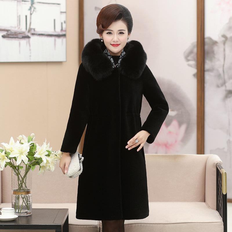 Winter Temperament Ladies Mink Fur Coat Women's Mid-length Large Size Thickened Waist Slimming Hooded Mink Fleece Faux Fur Thermal Jacket