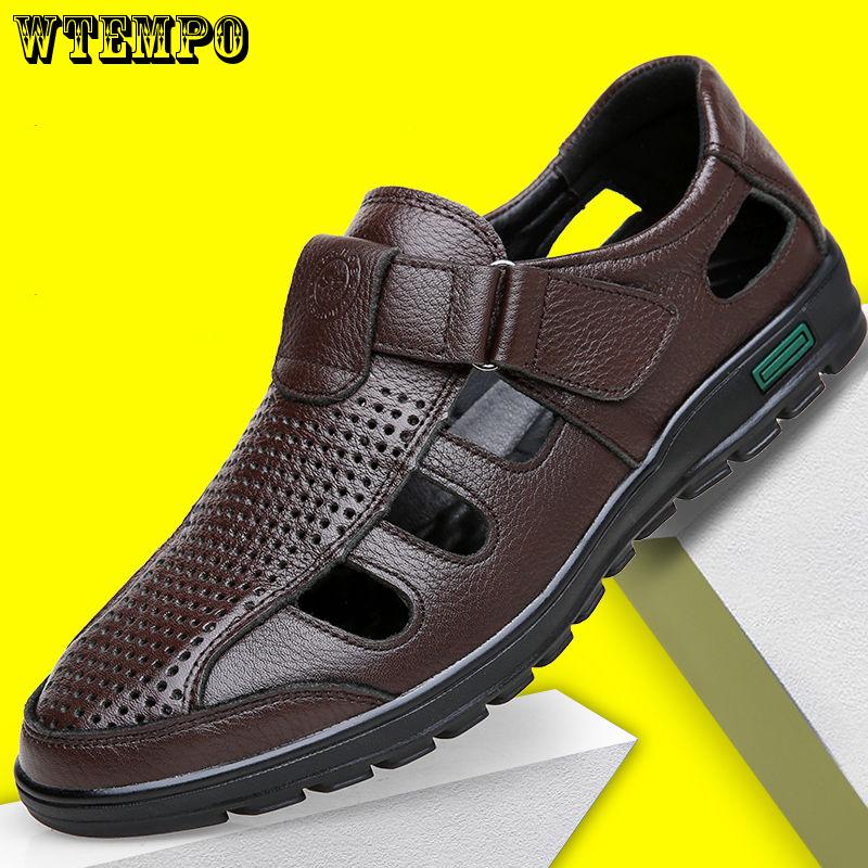 Genuine Leather Men Casual Shoes Summer Soft Driving Men's  Loafers Shoes Sandals for Men