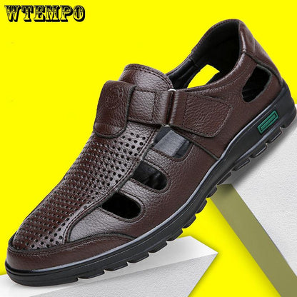 Genuine Leather Men Casual Shoes Summer Soft Driving Men's  Loafers Shoes Sandals for Men