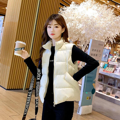 Women's Vest Down Cotton Jacket Loose Large Size Stand-up Collar Hoodless Waistcoat for Small People To Wear Winter Warm Jackets In Winter
