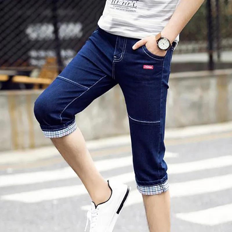 Summer Men's Jeans Cropped Trousers Men's Trend Casual Stretch Denim Shorts