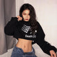 Solid Color Cotton Plaid Print Short Sports Sweater Women's High Waist Casual Fashion Top