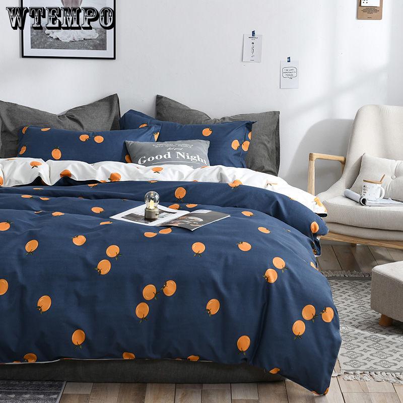 4 Pcs Bedding Set Lavender Printed Bed Sheet Bed Cover Home Textile Bedclothes
