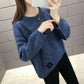 Autumn and Winter Loose Casual Sweater Round Neck Solid Color Simple Top Long Sleeve Women's Sweater