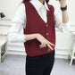 Spring and Autumn Knitted Loose Vest Sleeveless Cardigan Sleeveless Sweater V-neck Short Women's Top