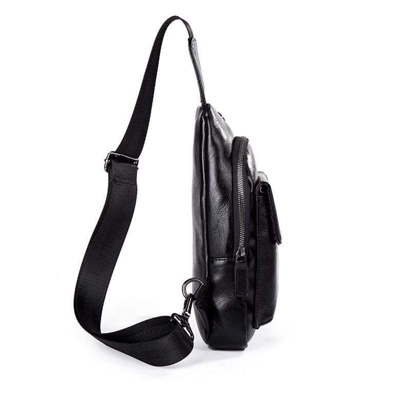 Chest Bag Men Black Multi-pocket Headphone Hole Messenger Bag Outdoor Sports Fitness Shoulder Bag