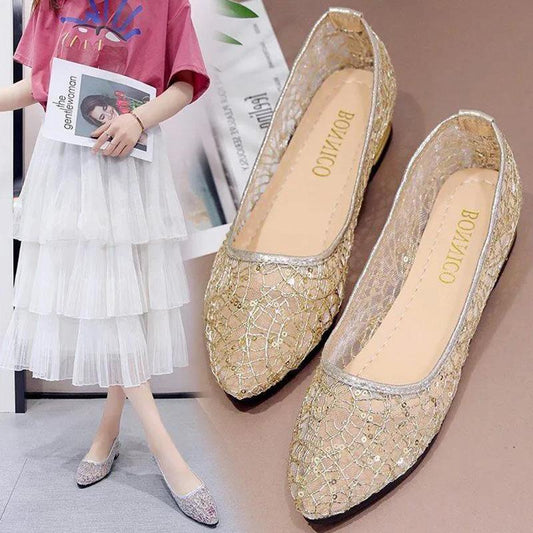 Ladies Sandals Summer Korean Version All-match Thick Heel Shoes Fashion Casual Breathable Mesh Beanie Shoes