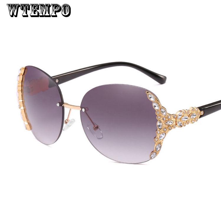 WTEMPO Sunglasses Retro Rhinestone Frame Brand Design Luxury Ladies Driving Eyeglasses Women