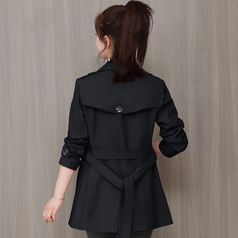 Short Trench Coat Women's Spring and Autumn Temperament Was Thin British Style Small Top Coat Women's Double Breasted
