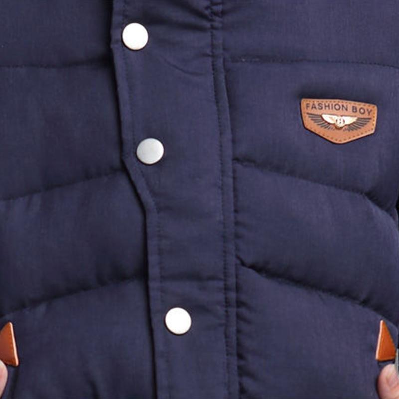 Boy's Cotton-padded Jacket Western Style Children's Coat Plus Velvet Padded Jacket Winter Clothes In The Big Children's Mid-length Korean Version