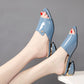 Sandals Women's Medium-heeled Thick-heeled Summer Soft Leather Sandals and Slippers Outside Wear Fish Mouth Large Size Women's Shoes