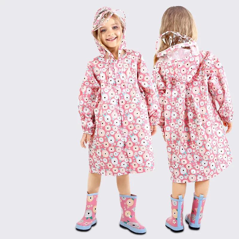 Rain Coat for Kids Waterproof Clothes 0-10 Years Children Outdoor Windproof Rainwear Cartoon Printed Kawaii Raincoats Suit
