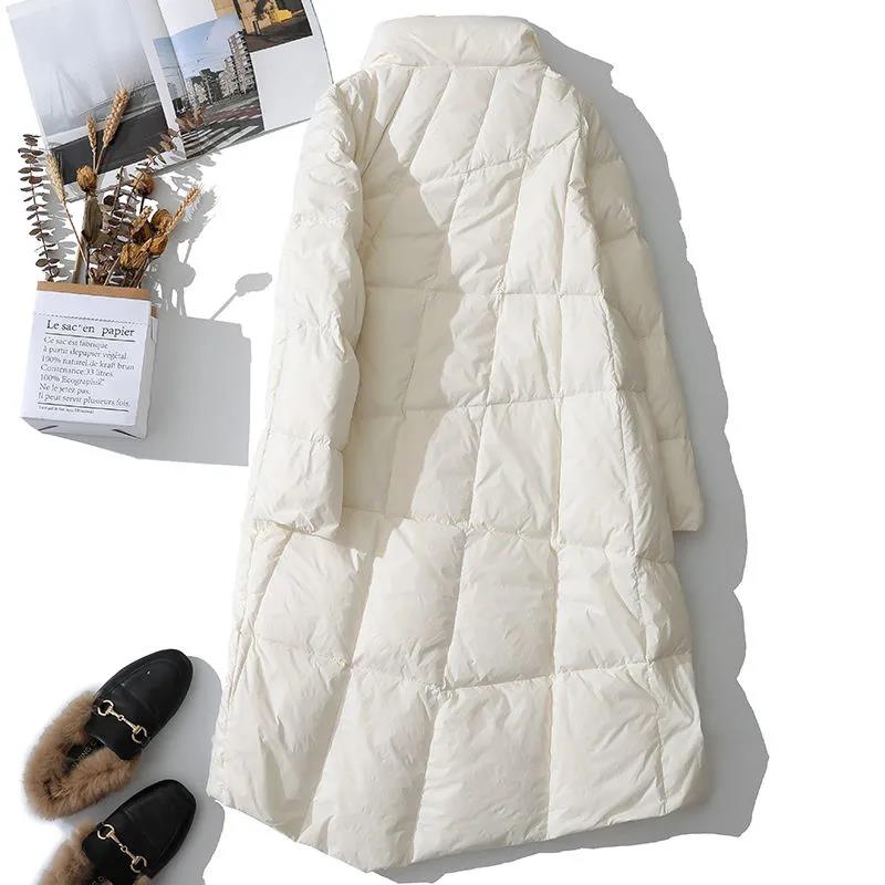 Winter Womens Down Jackets Long Ultra Light Thin Casual Coat Puffer Jacket Slim Remove Hooded Parka