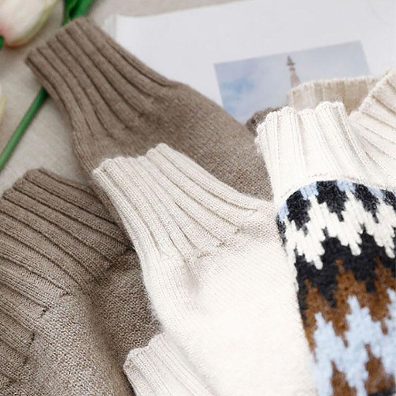 Sweater Women's Half Turtleneck Pullover Knitwear Lingge Korean Loose Top Trending Sweater Autumn and Winter Fluffy Top