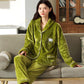 Pajamas Women's Flannel Thickened Plus Velvet Coral Fleece Warm Pajamas Suit Fabric Is Soft Breathable Non-balling and Non-fading