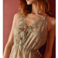 Women's Embroidered Pajamas Dresses Two-piece Summer French Style Sexy Lace Hollow Suspender Nightdress Slit Show Back Sexy Homewear