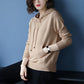 Autumn Sweater Women Hooded Collar Pullover Solid Color Knitted Short Jacket Fashion Casual