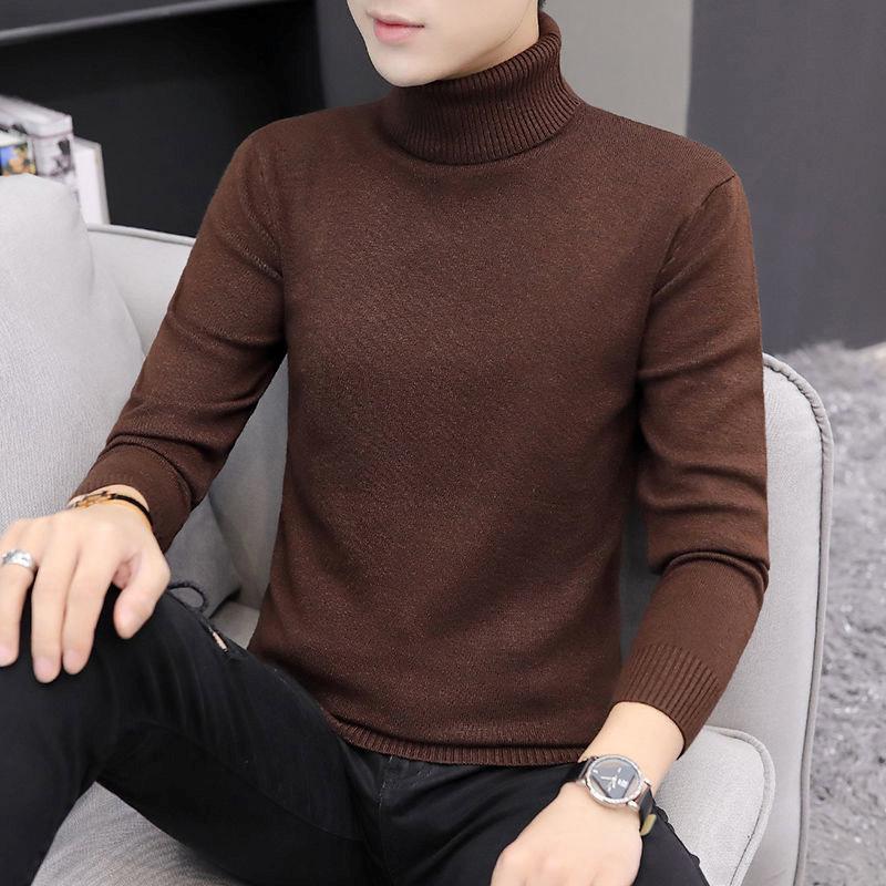 Autumn and Winter Men's Slim Turtleneck Sweater Thickening Trend Youth Sweater