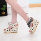 Women's Summer Peep-toe Wedges Heeled Sandals Vintage Lace Party High-heeled Shoes Casual Versatile Non-slip Sandals