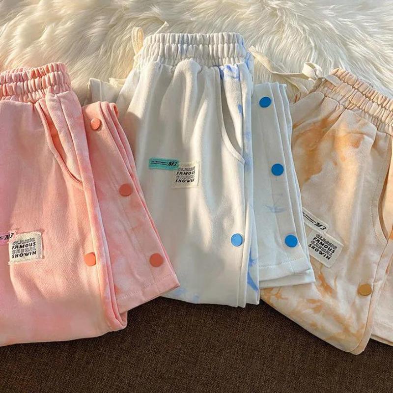 Tie-dye Drape Casual Loose Sweatpants Women's Summer Thin Section Breasted Split Ends Are Thin Wild Guard Pants Ins Tide