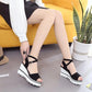 Summer Korean Wedge High-heeled Roman Shoes Women's Thick-soled Sandals Cross Platform Shoes Outdoor Comfortable Sandals