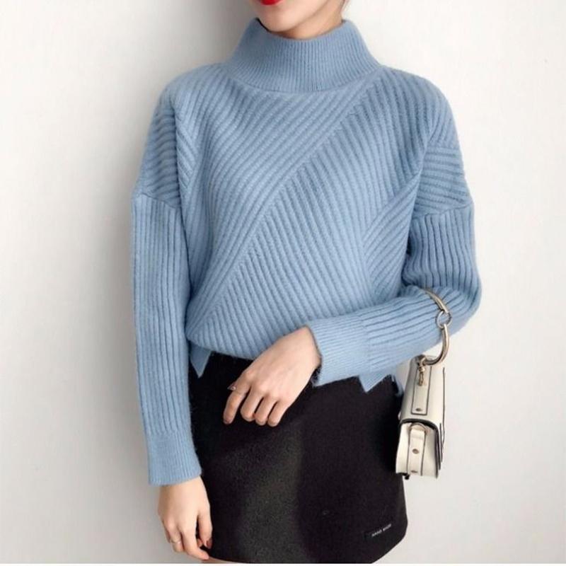 Turtleneck Sweater Women Loose Lazy Style Autumn and Winter Pullover Long-sleeved Thickened Student Bottoming Sweater