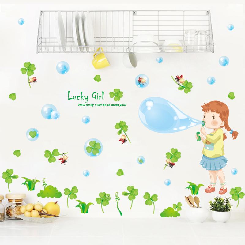 [Wall sticker ]Blow Bubbles Wall Stickers For Kids Rooms Bedroom Living Room Children Room Wall Deca