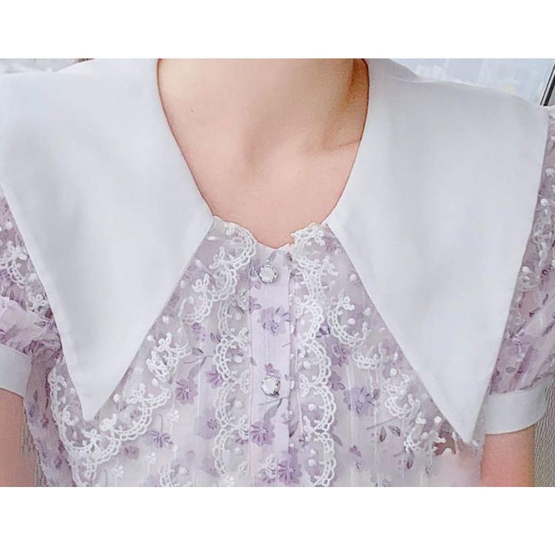 French Small Fresh and Age-reducing Floral Dress Summer Sweet Temperament Waist Waist Chiffon Dress Ladies A-line Skirt Waist Is Thin