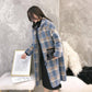 Women's Coats and Jackets 2019 Fashion Women's Plaid Double-Breasted Woolen Coat Ladies Overcoat