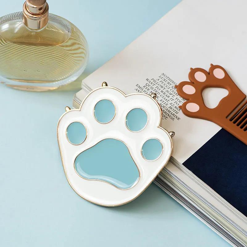 Cat Paw Mini Makeup Mirror Alloy Holiday Gift Women Girl Portable HD Makeup Mirror Irregular Shape