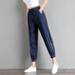 Tencel Thin Denim Jeans Women's Korean Style Loose Large Size Casual Ninth High Waist Harem Pants Outdoor Sports Denim Jeans Trousers