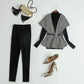 Mature Royal Sister Suit Female Wild Houndstooth Vest + Leggings + Belt Three-piece Elegant Black and White Suit
