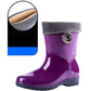 Rain Boots Women's Warm Low-tube Rubber Boots Mid-tube Water Shoes Kitchen Non-slip Rain Boots Plus Velvet Detachable Rubber Shoes