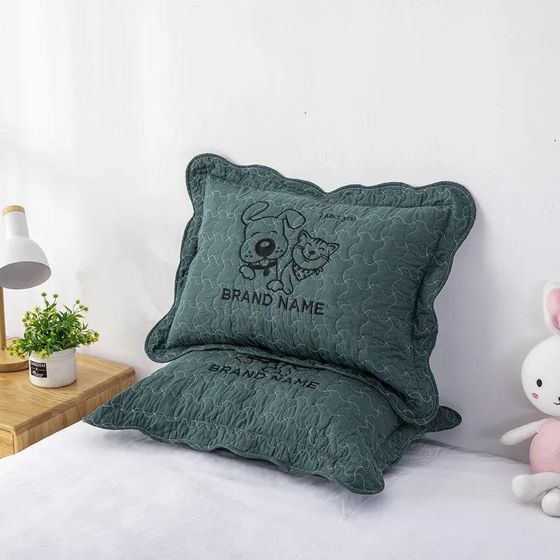 Solid Color Cartoon Embroidered Cotton Quilting Thickening Process Four Seasons Universal Adult Children's Pillowcase Pillowcase 60*40