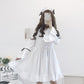 Black and White Gothic Style Maid Costume Lolita Dress Cute Japanese Costume Party Dress