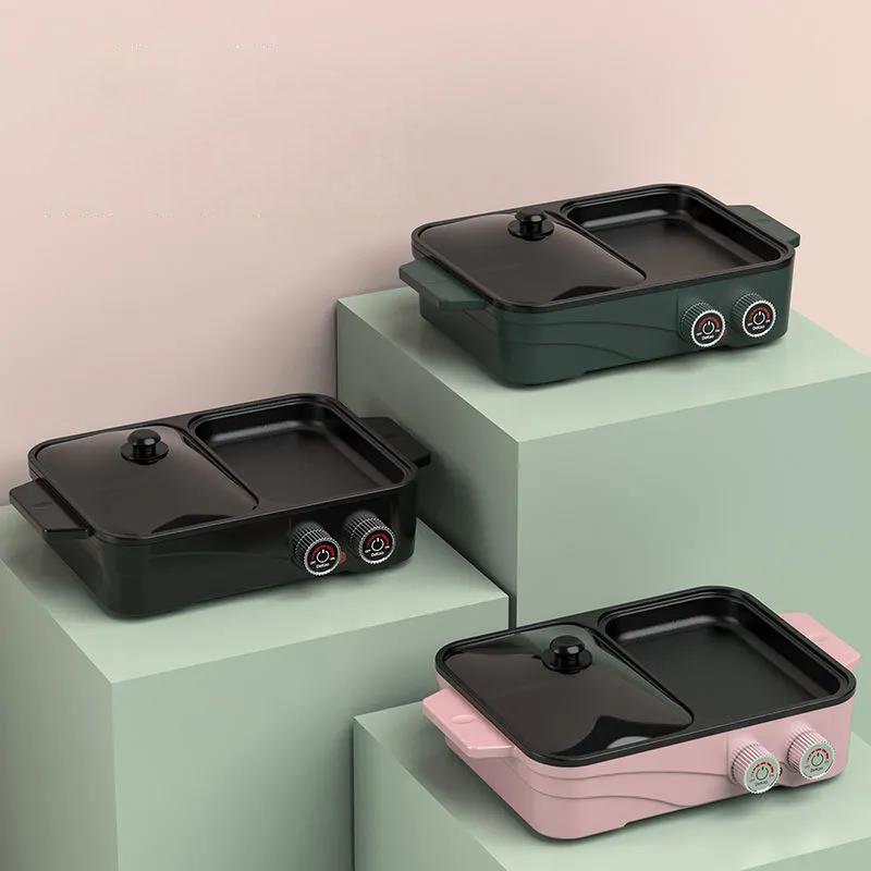1360W 2 Person Heat Pot BBC Machine Nonstick Pot Smokeless Fried Steak Pan Multi-purpose Grill Pan for Family
