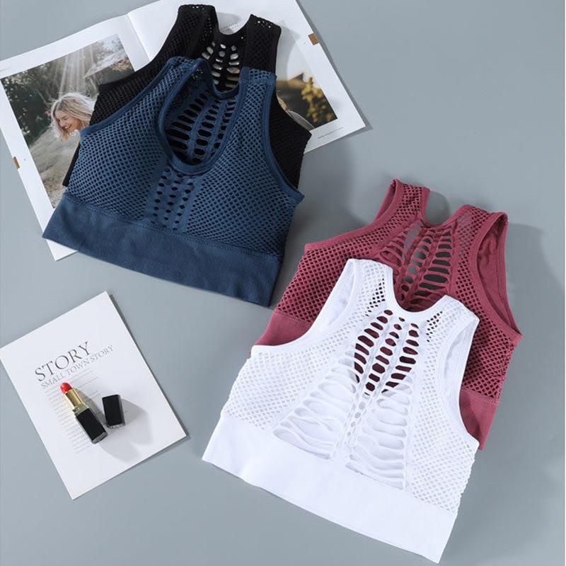 Breathable Mesh Sports Underwear Women's Shockproof Vest Gather Fitness Bra Running Yoga Stereotype Beauty Back Bra