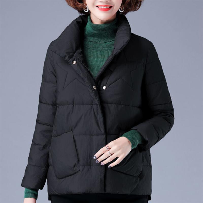 Women's Short Warm Down Jacket Winter Loose Jacket Down Jacket Casual Stand Collar Padded Jacket
