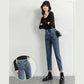 WTEMPO Jeans Women's High Waist Loose and Thin Stretch Straight Harem Cropped Trousers