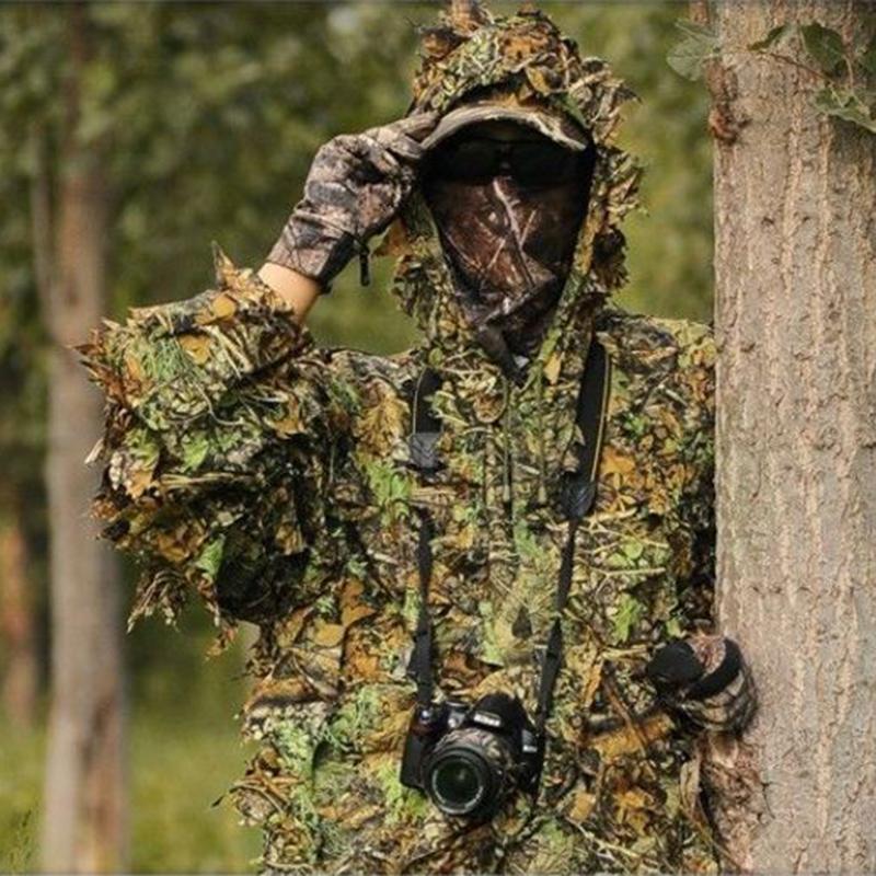 Hunting Clothes 3D Maple Leaf Bionic Ghillie Suits Yowie Sniper Birdwatch  Camouflage Clothing Jacket and Pants