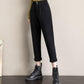 Black Denim Women's Straight-leg Pants Are Thin In Winter Plus Velvet Thickened Feet Pants Loose Large Size Wild Fashion Trousers